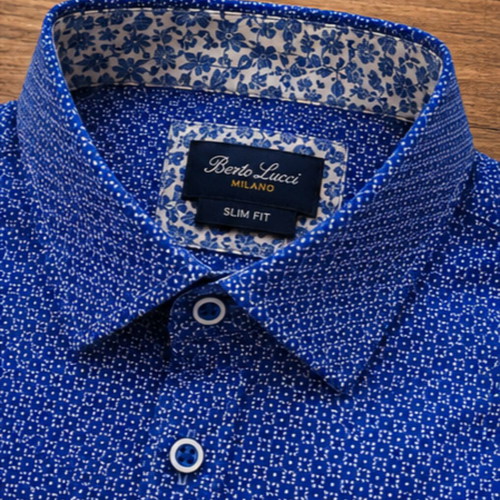Berto Lucci Milano Slim Fit Shirt Blue M like new
