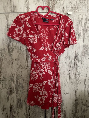 Superdry Mini Wrap Dress 100% Cotton Red Floral, Like New