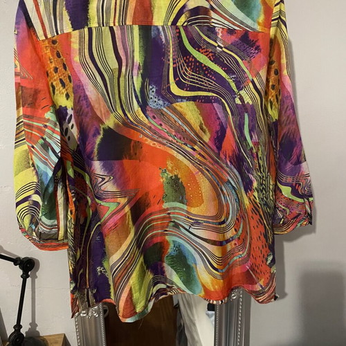 Erfo shirt tunic with psychedelic patterns like new, multicolor, size 44