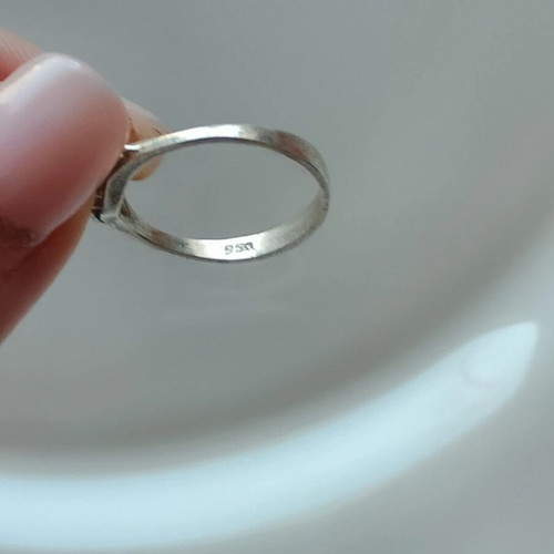 Silver 950 ring with zirconia, handmade solitaire