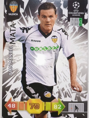 Juan Mata Valencia collectible card used, Panini UEFA Champions League 2010-2011