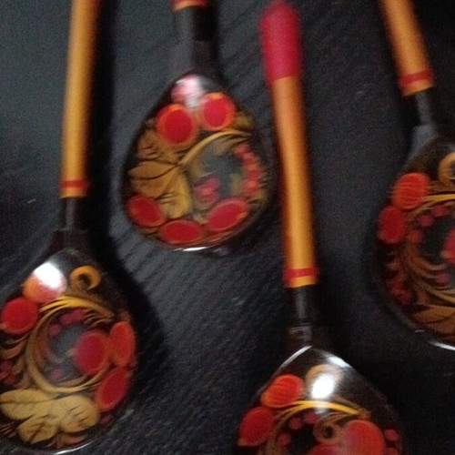 Vintage Russian decorative spoons, set of 7