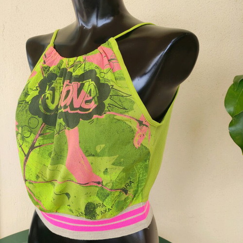 Vintage Y2K mesh crop top like new, multicolor