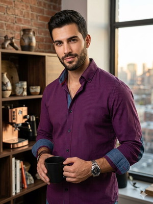 Ανδρικό Πουκάμισο Makis Tselios Fashion Large σαν καινούργιο, μπορντό καρό