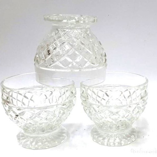 Pressed Glass Vintage Set of 3 Footed Cups like new