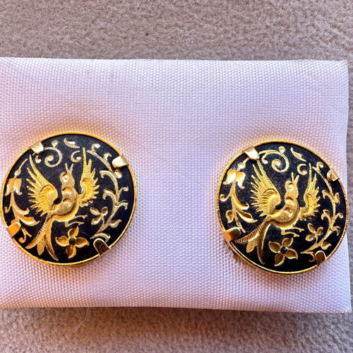 Vintage Damasquinados Suarez Earrings from Toledo, New