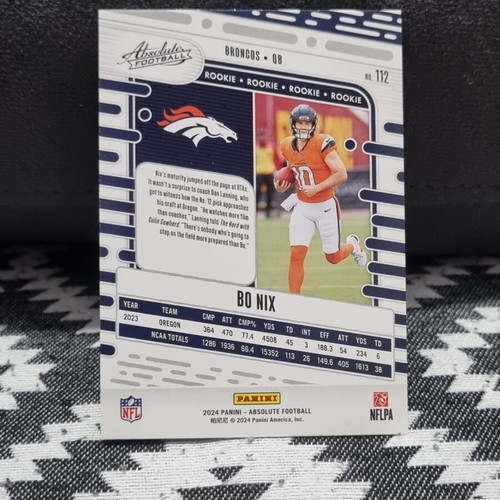 2024 Panini Absolute Rookies Bo Nix #112 RC card new