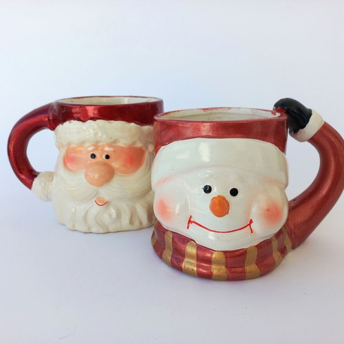 Christmas mug set used with Santa Claus and snowman