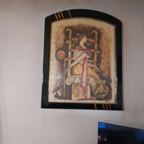Triptych artwork oil painting by living artist, like new