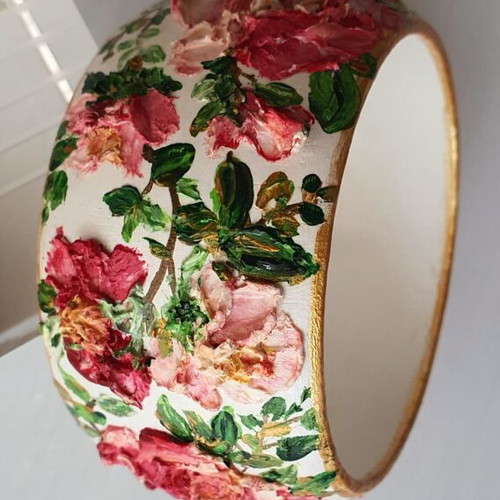 Handmade bracelet with flowers new, wooden, multicolored