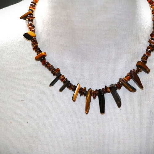 Necklace with genuine tiger's eye stones and sterling silver 925 new