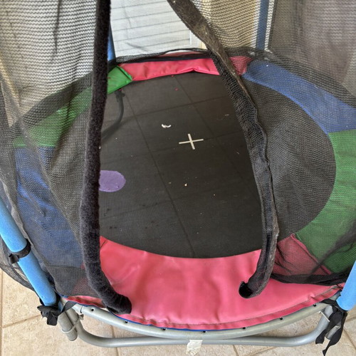 Trampoline with net used, suitable for indoor and outdoor play