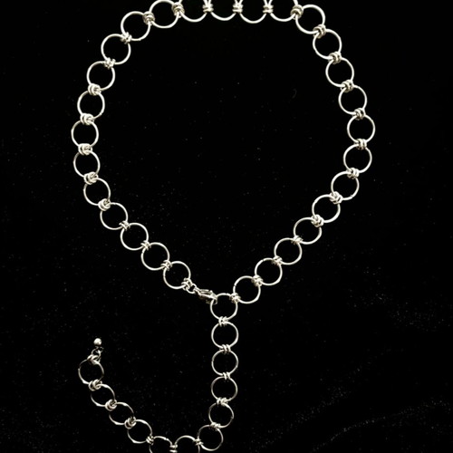Chainmail necklace handmade, silver stainless steel, new