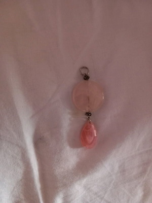Silver pendant with pink Guarch stone, handmade