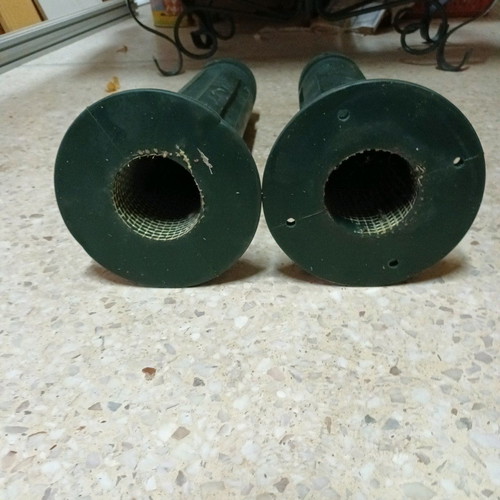Plastic marking bollards new, set of 2 cylindrical cypress color