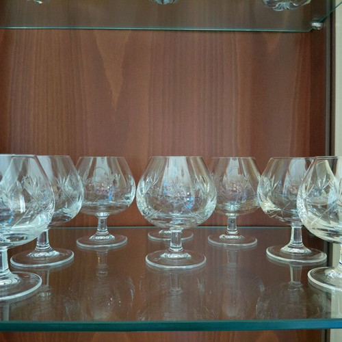 Set of crystal cognac glasses like new, 8 pieces