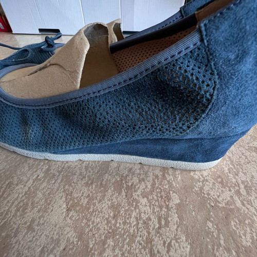 Melluso ballerinas new, natural suede, navy blue, size 38-38.5