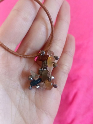 Pendant with stones and leather strap used, multicolored