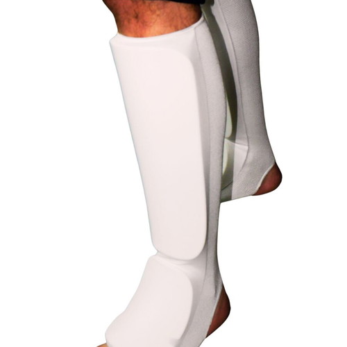 Instep Guard set of 2 white elastic cotton and foam shin protectors S-XL