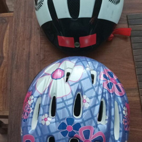 Children's helmets used, set of 2 for bike and scooter