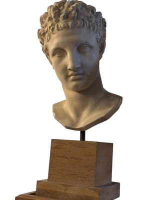 Hermes Bust by Praxiteles used, wooden base 60 cm height