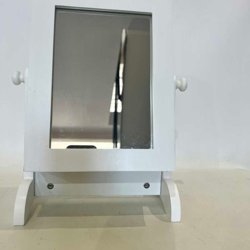 White tabletop jewelry box with mirror used 28x22x12 cm