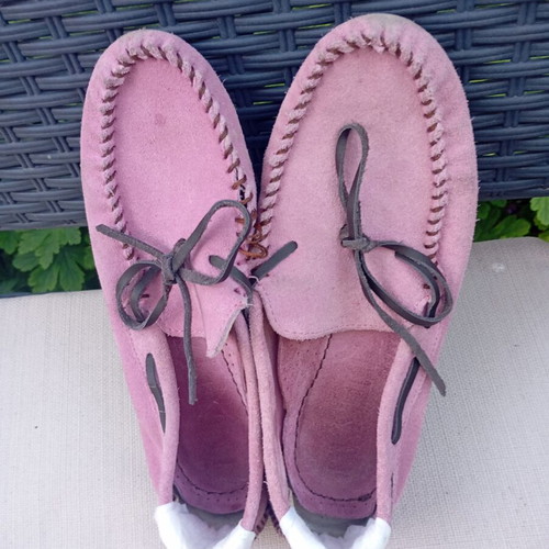 Women's driving shoes used, pink suede, size 36
