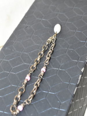 Vintage silver 925 bracelet with pink beads used