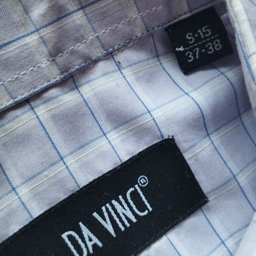 Da Vinci men's checked shirt, M, lilac with blue stripes