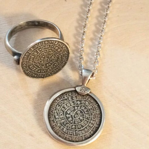Silver set 925 used, Phaistos disc design