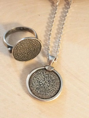 Silver set 925 used, Phaistos disc design