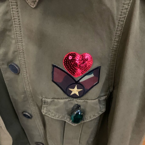 Militaire jacket like new, khaki with pocket embellishments