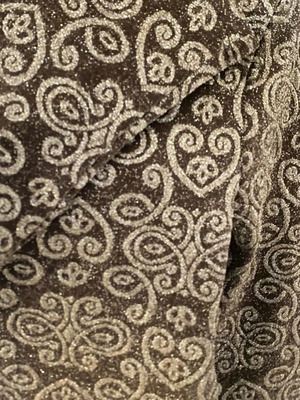 Long-sleeve brown shirt new with shiny gold patterns