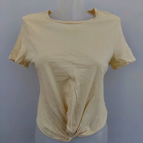 Yellow pastel blouse size S like new with front tie