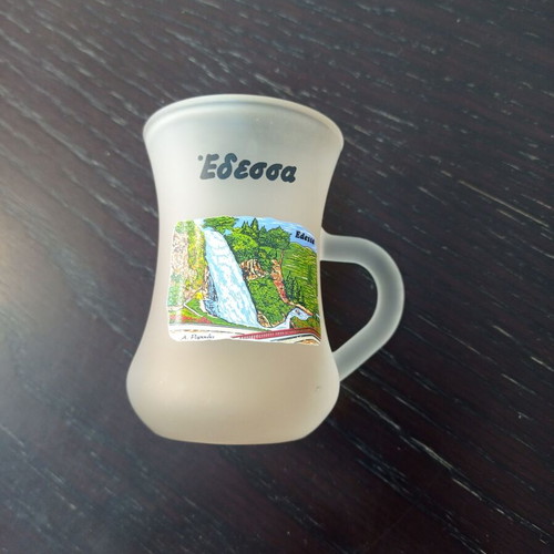 Glass matte shot glass used, like a small jug from Edessa
