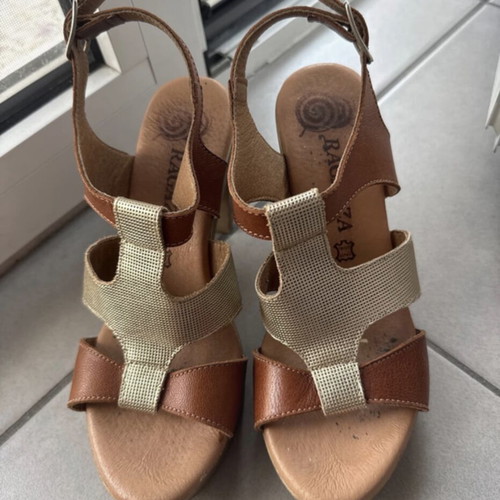 Ragazza platform sandals like new, brown and gold, size 37