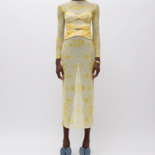 Mesh dress Mallory The Label new, yellow size M