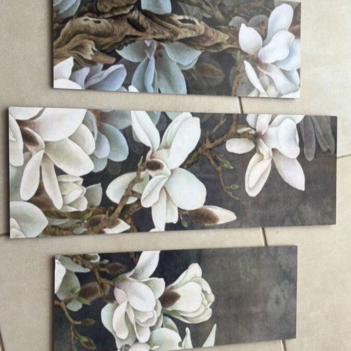 Multi-piece wall art canvas with floral design