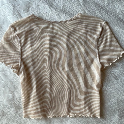 Cream semi-transparent top like new, size S, white and beige