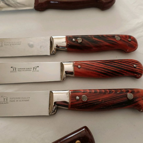 Collection of 12 old vintage Okapi knives from Germany like new