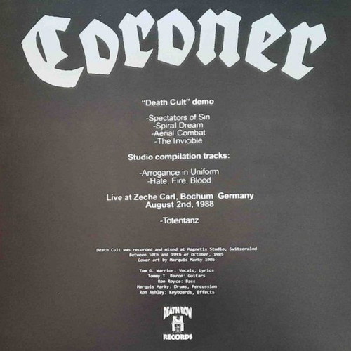 Coroner Death Cult vinyl LP yellow, new metal album