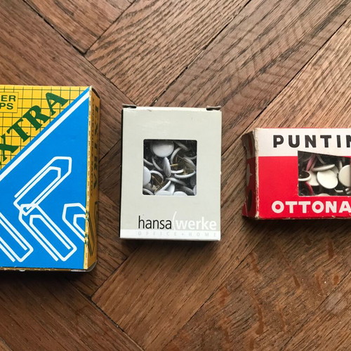 Pack of paper clips and push pins like new, vintage retro packaging