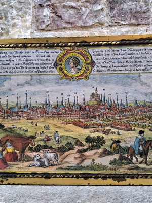 Cracovia metal tin like new with 18th century historic lithograph