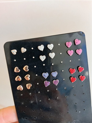 Silver Earrings Set of 12 Pairs Heart Design Zirconia New