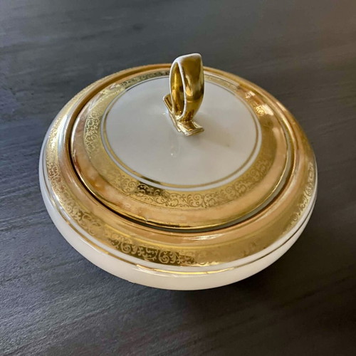 Bavaria porcelain bowl with lid used, vintage