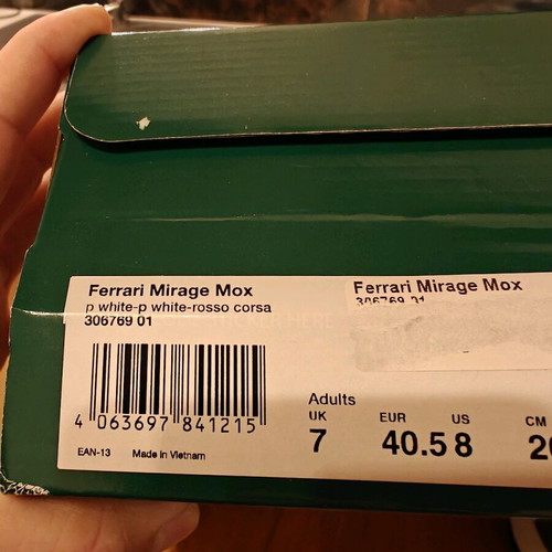Puma Mirage Mox x Ferrari sneakers new, white and red, size 40.5