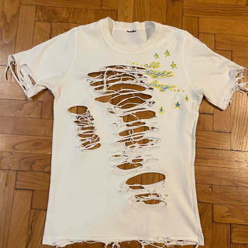 Men's club t-shirt used, size Small, white with star pattern