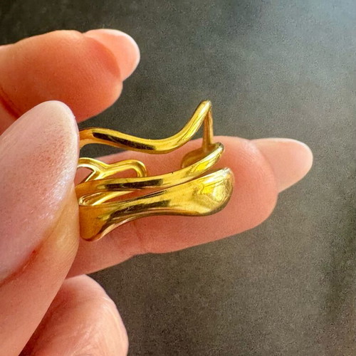 Triple ring new, adjustable size, gold-colored