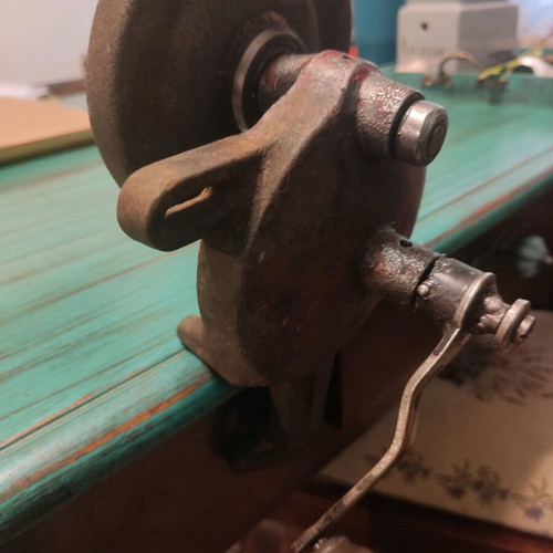 Old hand-operated grinding wheel used