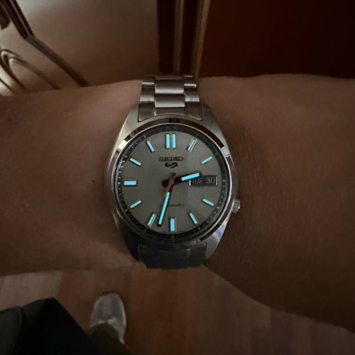 Seiko 5 Sports SNXS Series Automatic watch with silver stainless steel bracelet
